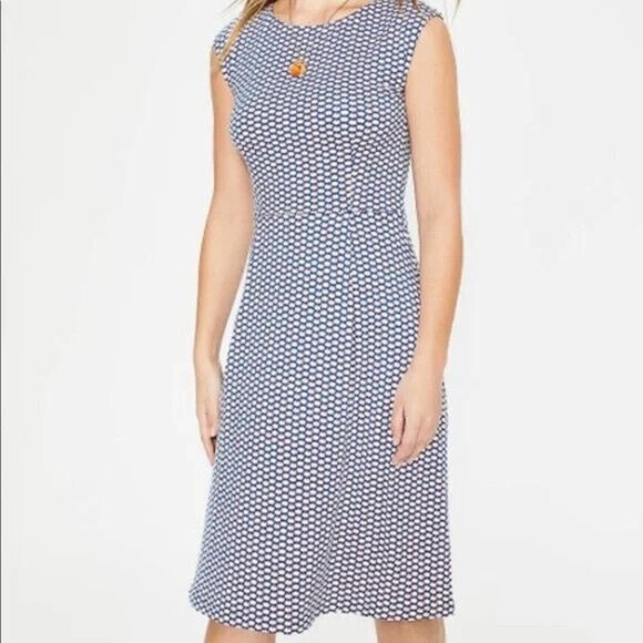 Boden Marina Floral Jersey Sleeveless Dress Size 6R Blue Red White Modest - Picture 1 of 7